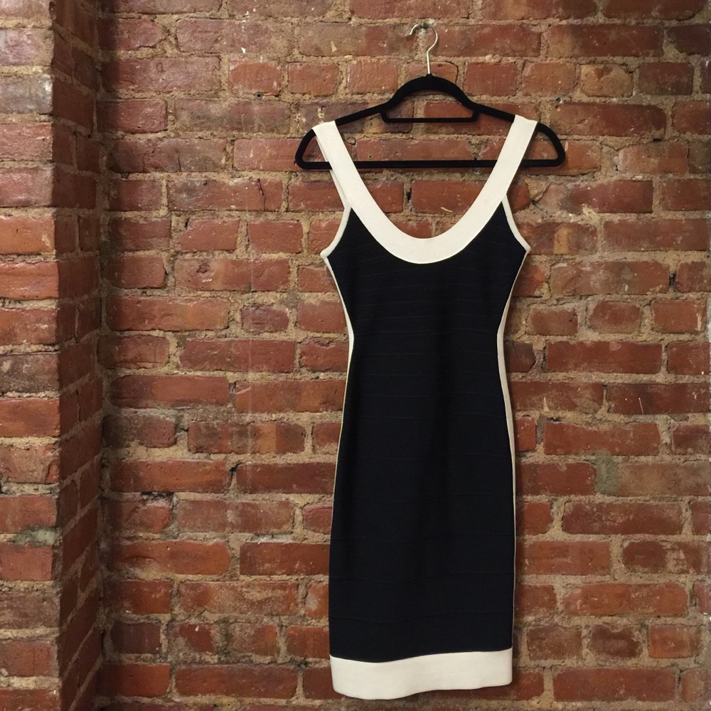 Herve Leger Black & Beige Dress